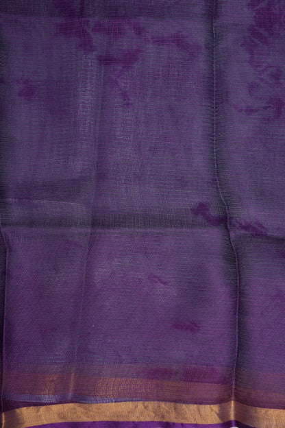 Silk Kota Shibori Tie & Dye Saree - Blue & Aubergine Purple