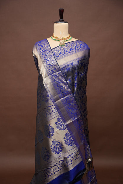 Pure Kanchipuram Brocade Silk Saree - Royal Blue| Silk Mark Certified