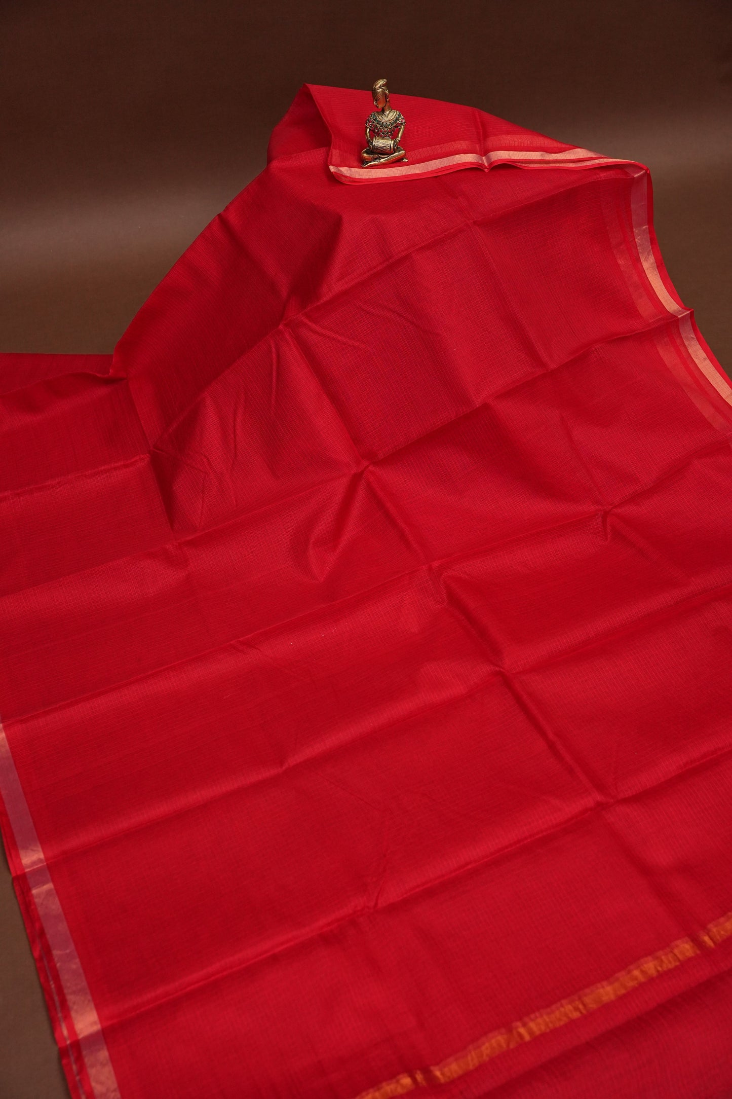 Silk Kota Plain Saree - Red