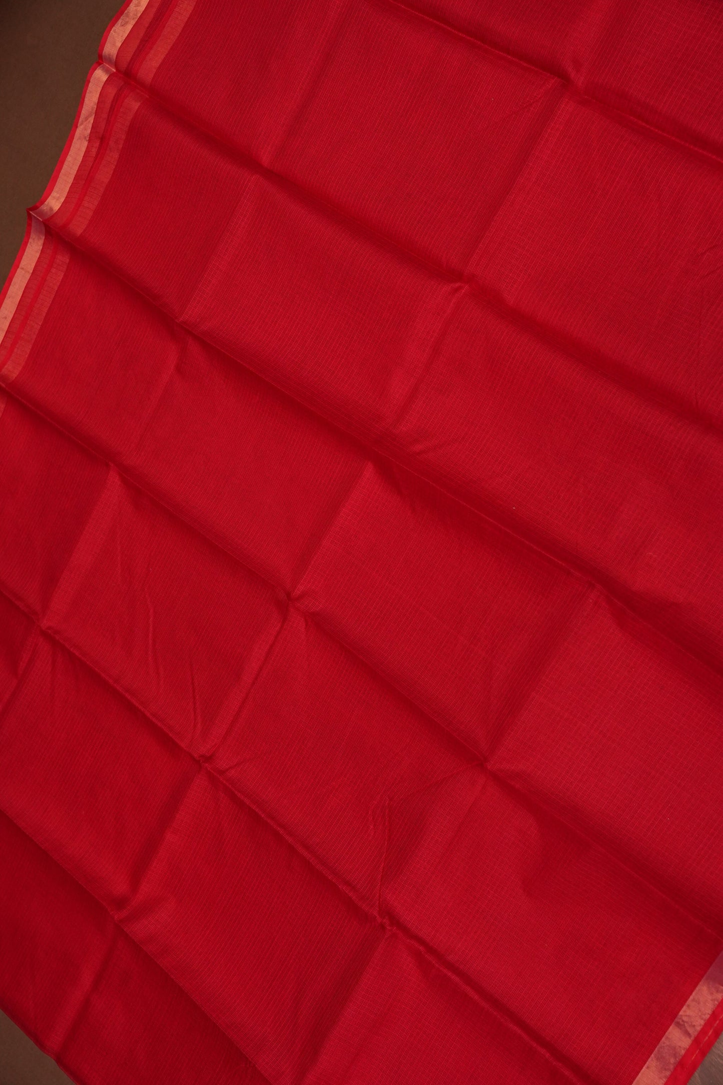 Silk Kota Plain Saree - Red