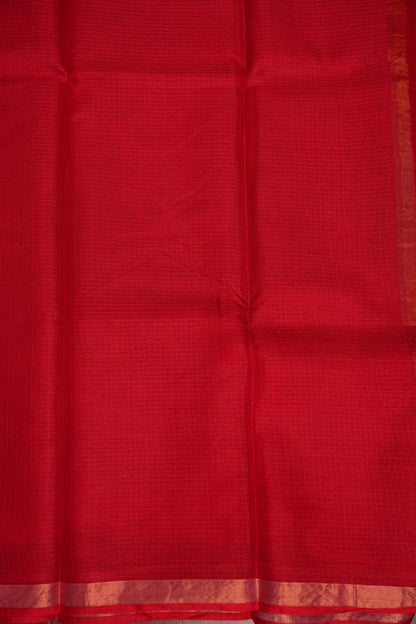 Silk Kota Plain Saree - Red