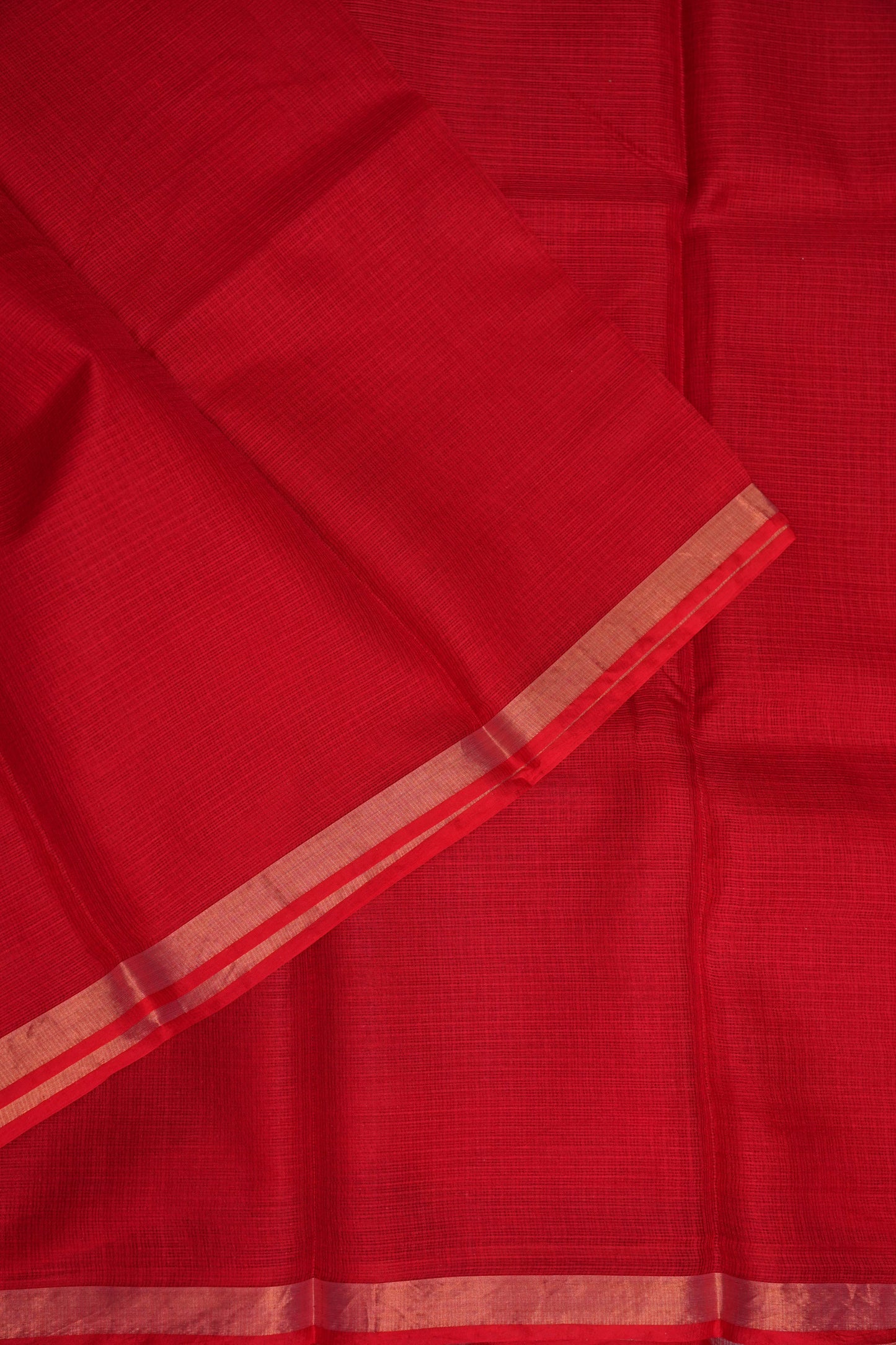 Silk Kota Plain Saree - Red