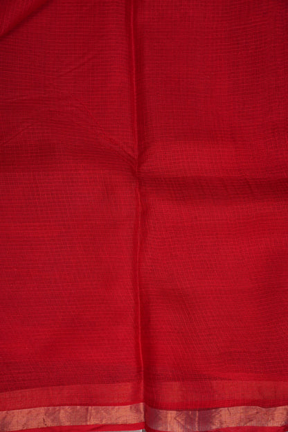 Silk Kota Plain Saree - Red