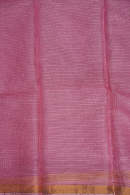 Silk Kota Plain Saree - Blush Pink