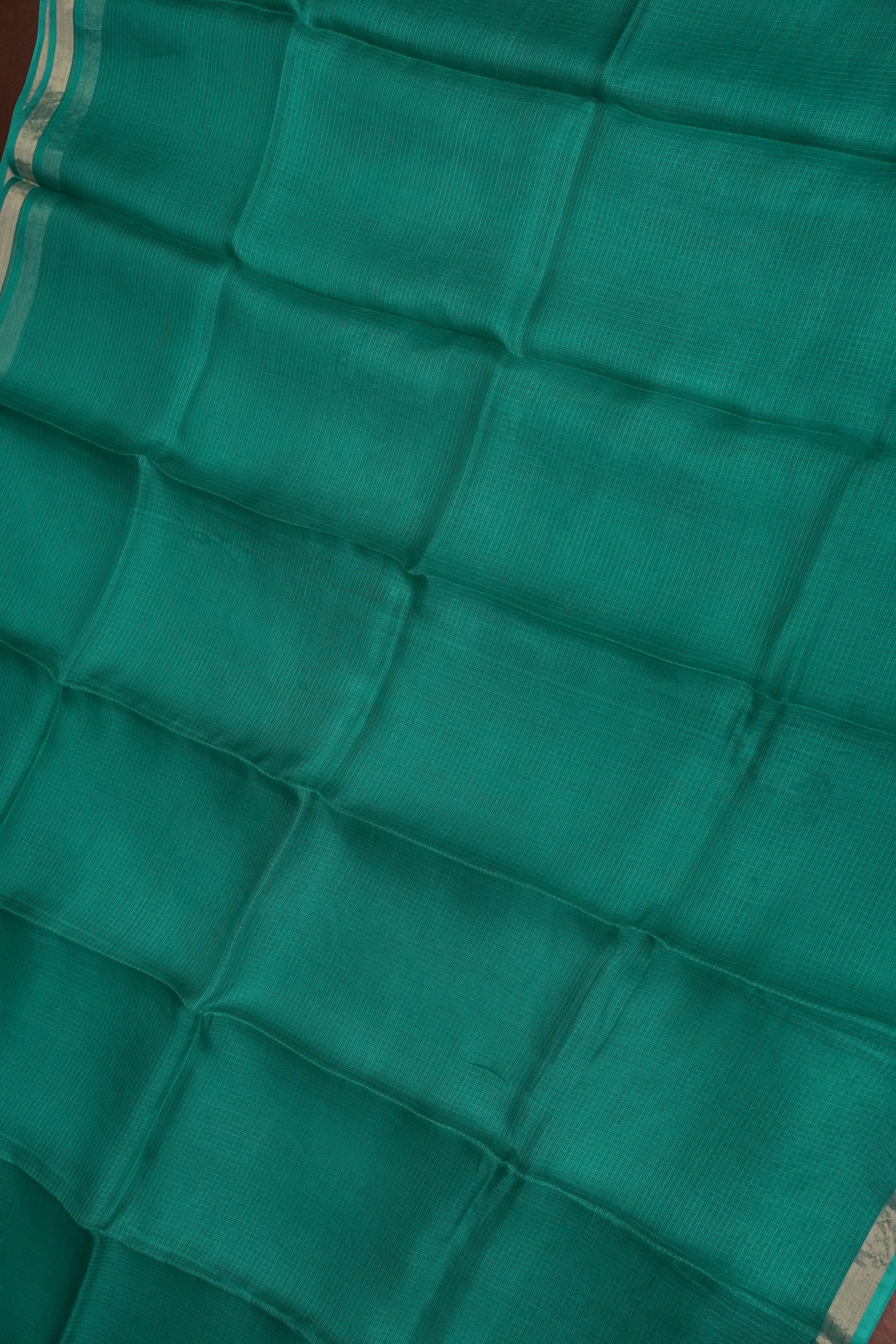 Silk Kota Plain Saree - Turquoise Green
