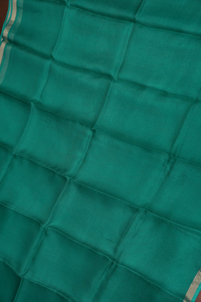 Silk Kota Plain Saree - Turquoise Green