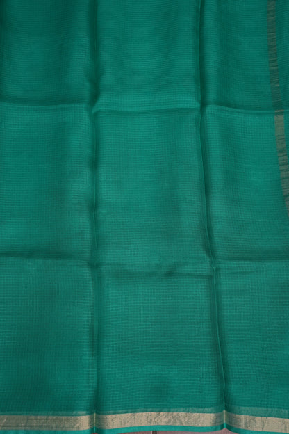 Silk Kota Plain Saree - Turquoise Green