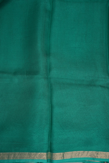 Silk Kota Plain Saree - Turquoise Green