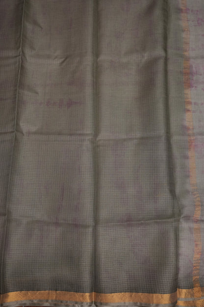 Silk Kota Shibori Tie & Dye Saree - Grey with Pink & White