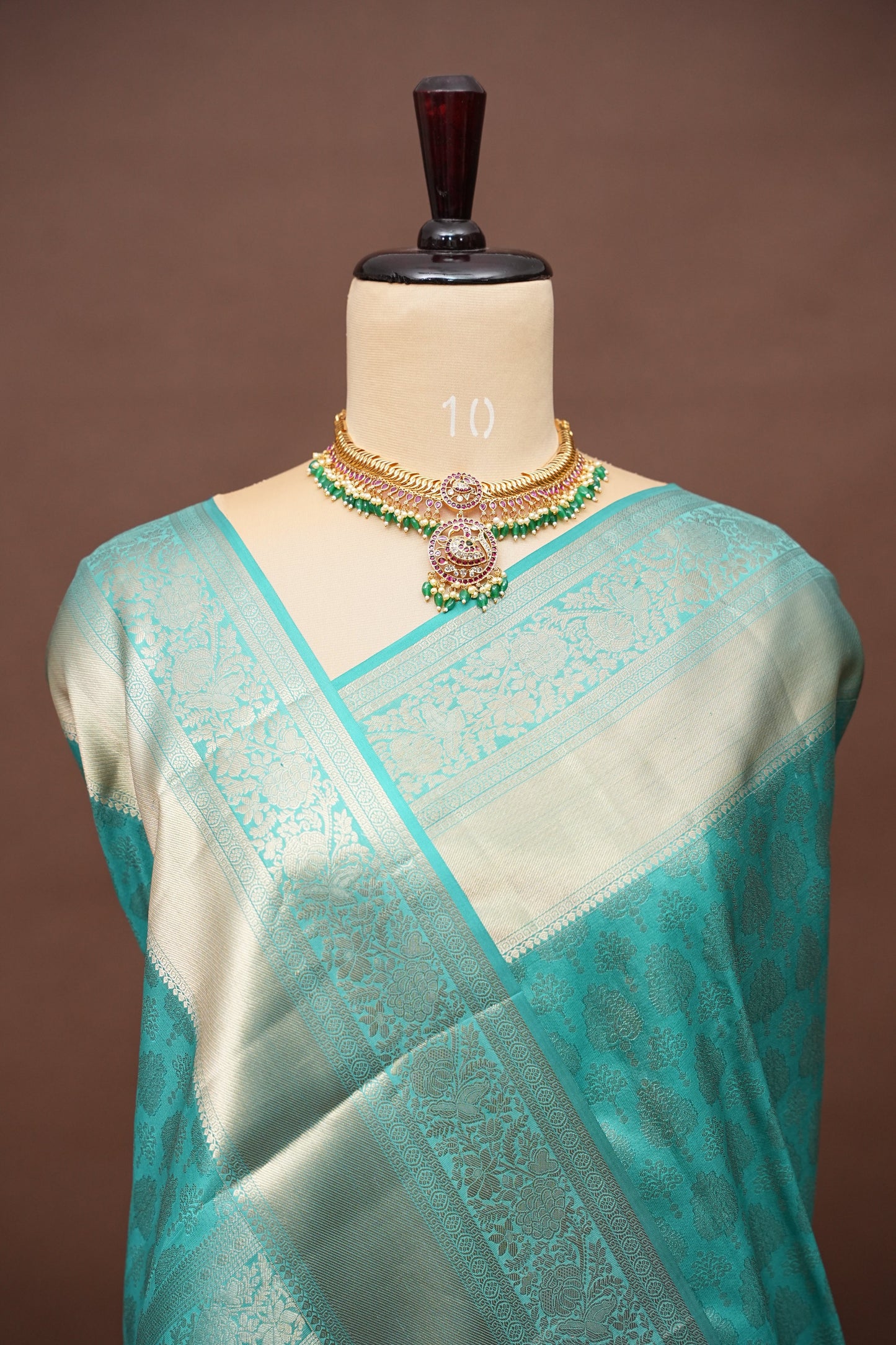 Pure Kanchipuram Brocade Silk Saree - Soft Aqua Blue| Silk Mark Certified