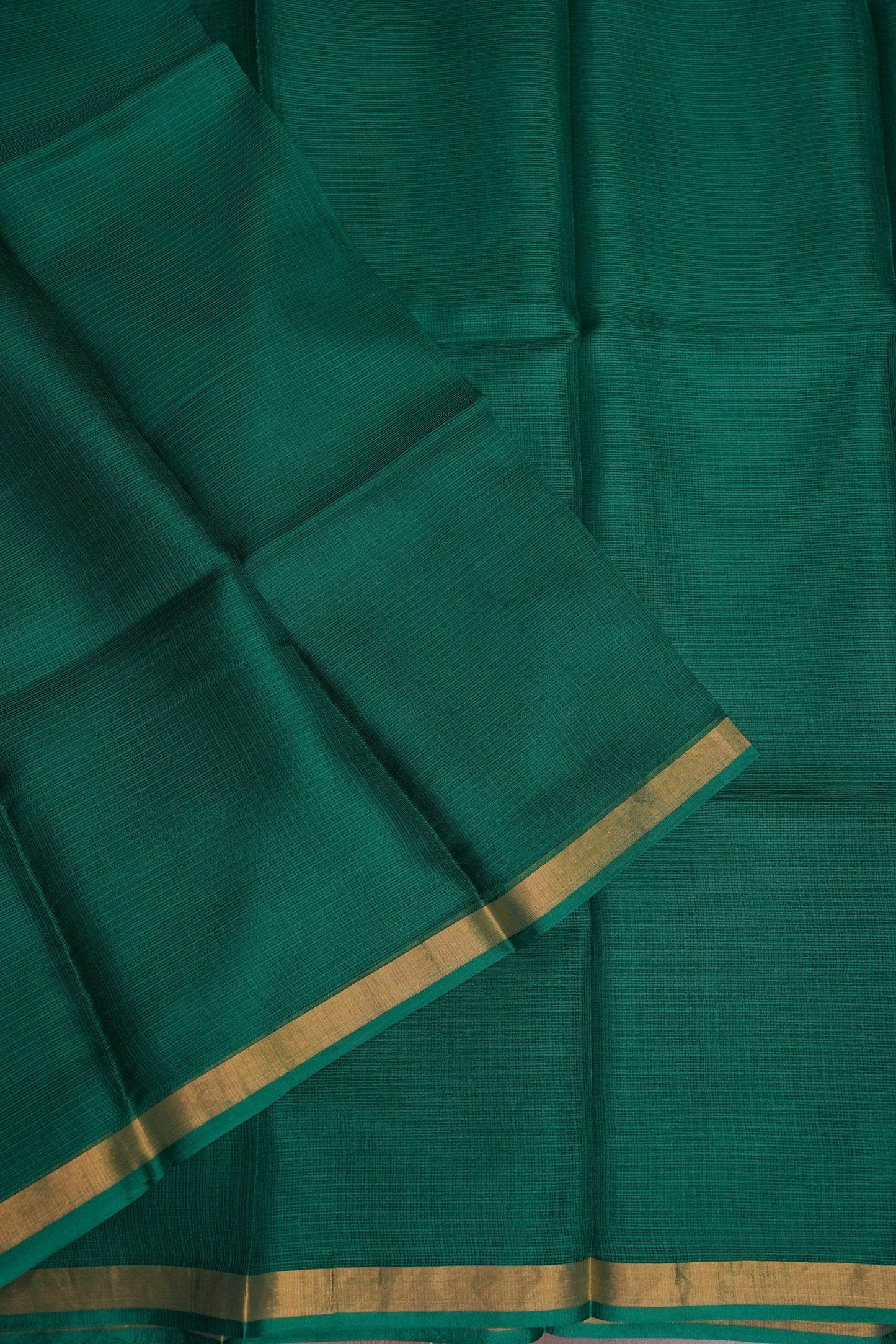 Silk Kota Plain Saree - Teal Green
