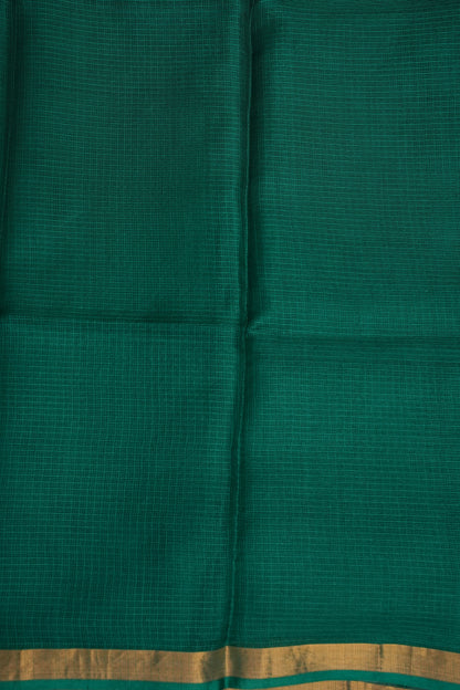 Silk Kota Plain Saree - Teal Green