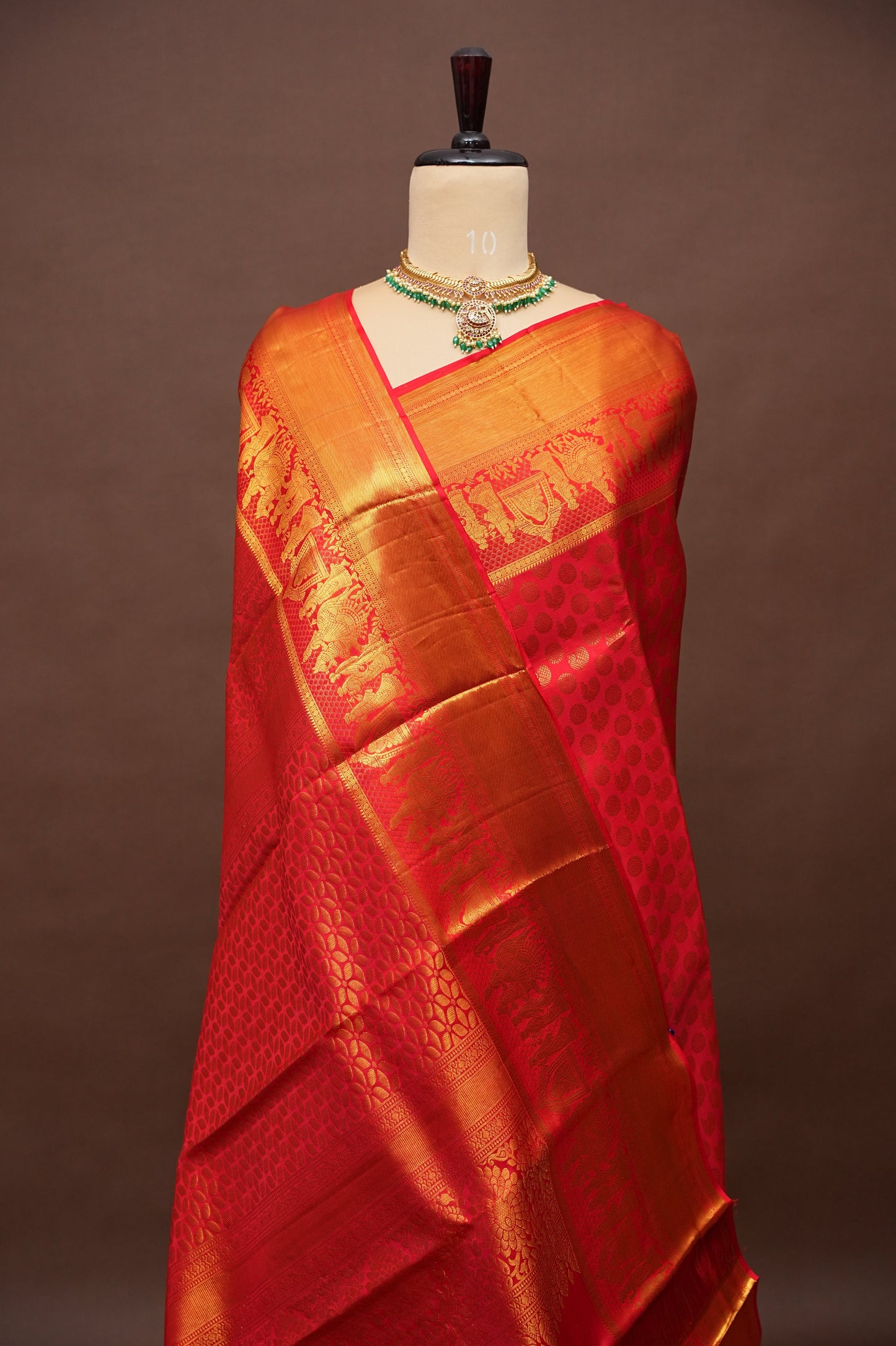 Pure Kanchipuram Silk Saree - Crimson Red| Silk Mark Certified