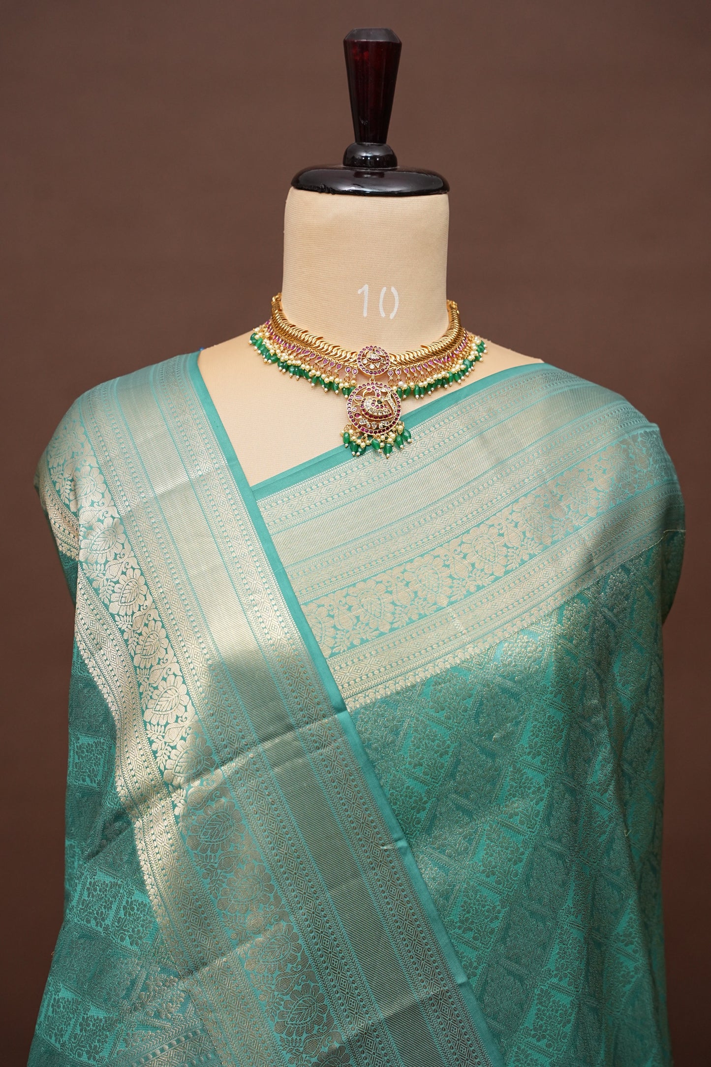Pure Kanchipuram Silk Saree - Aqua Green| Silk Mark Certified