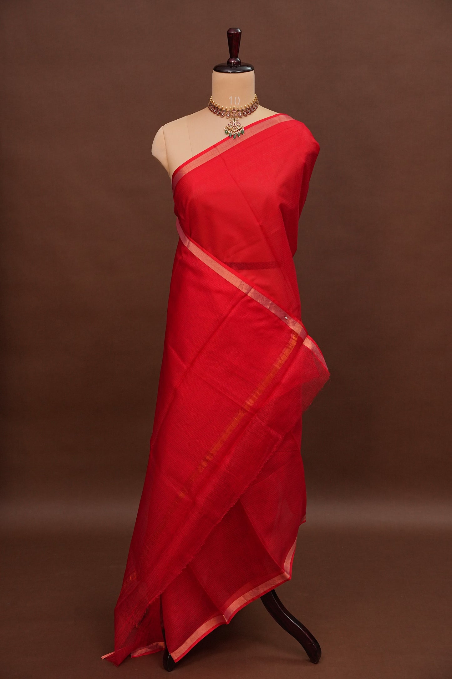 Silk Kota Plain Saree - Red
