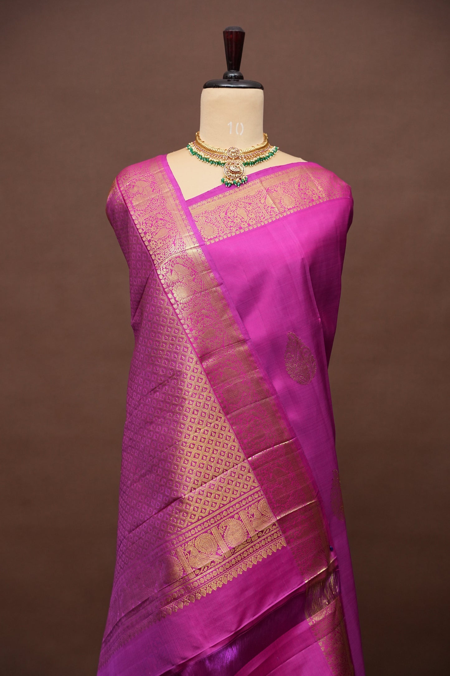 Peacock Blue & Purple Pure Kanchipuram Silk Saree|Silk Mark Certified