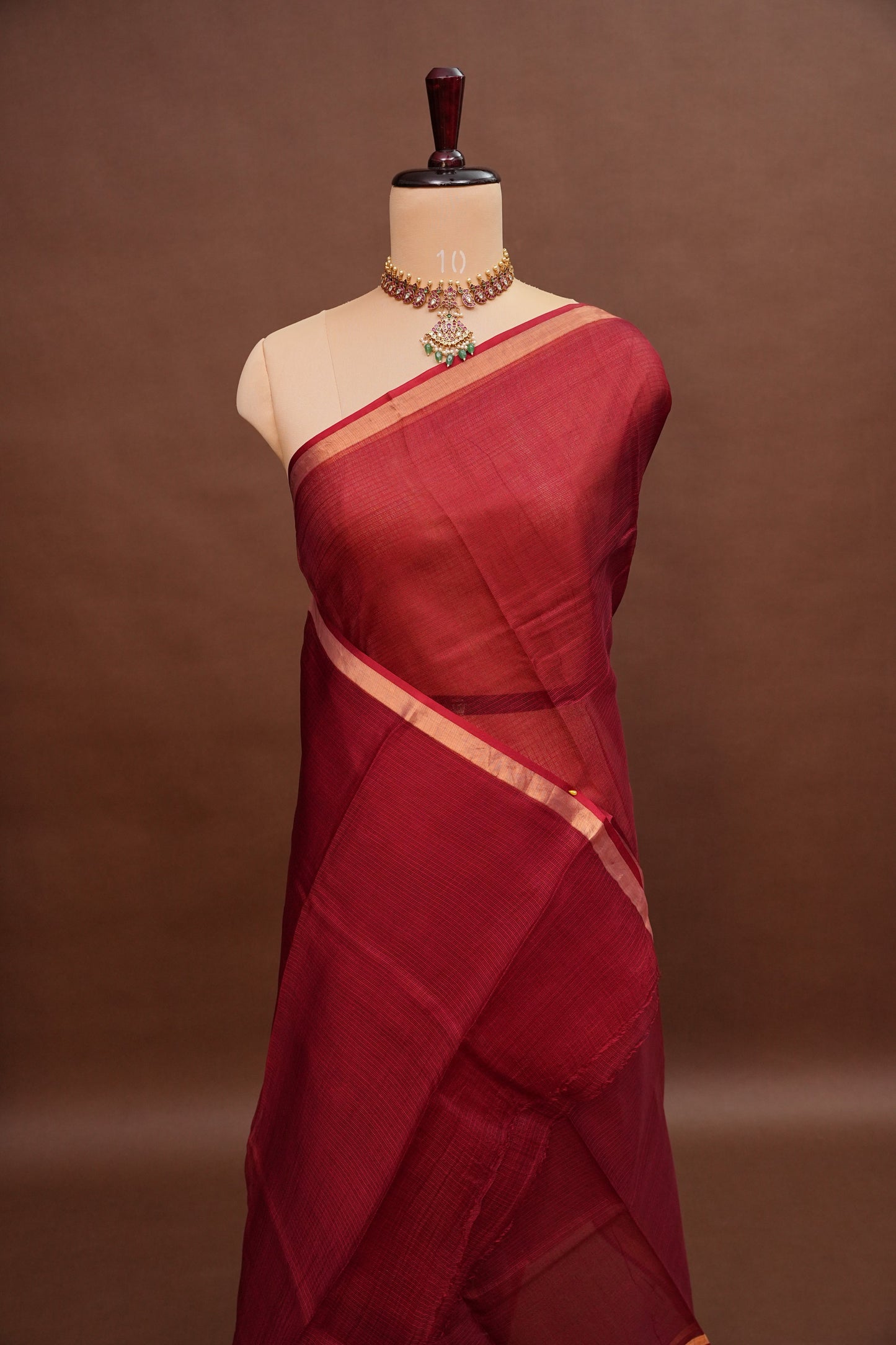 Silk Kota Plain Saree - Maroon