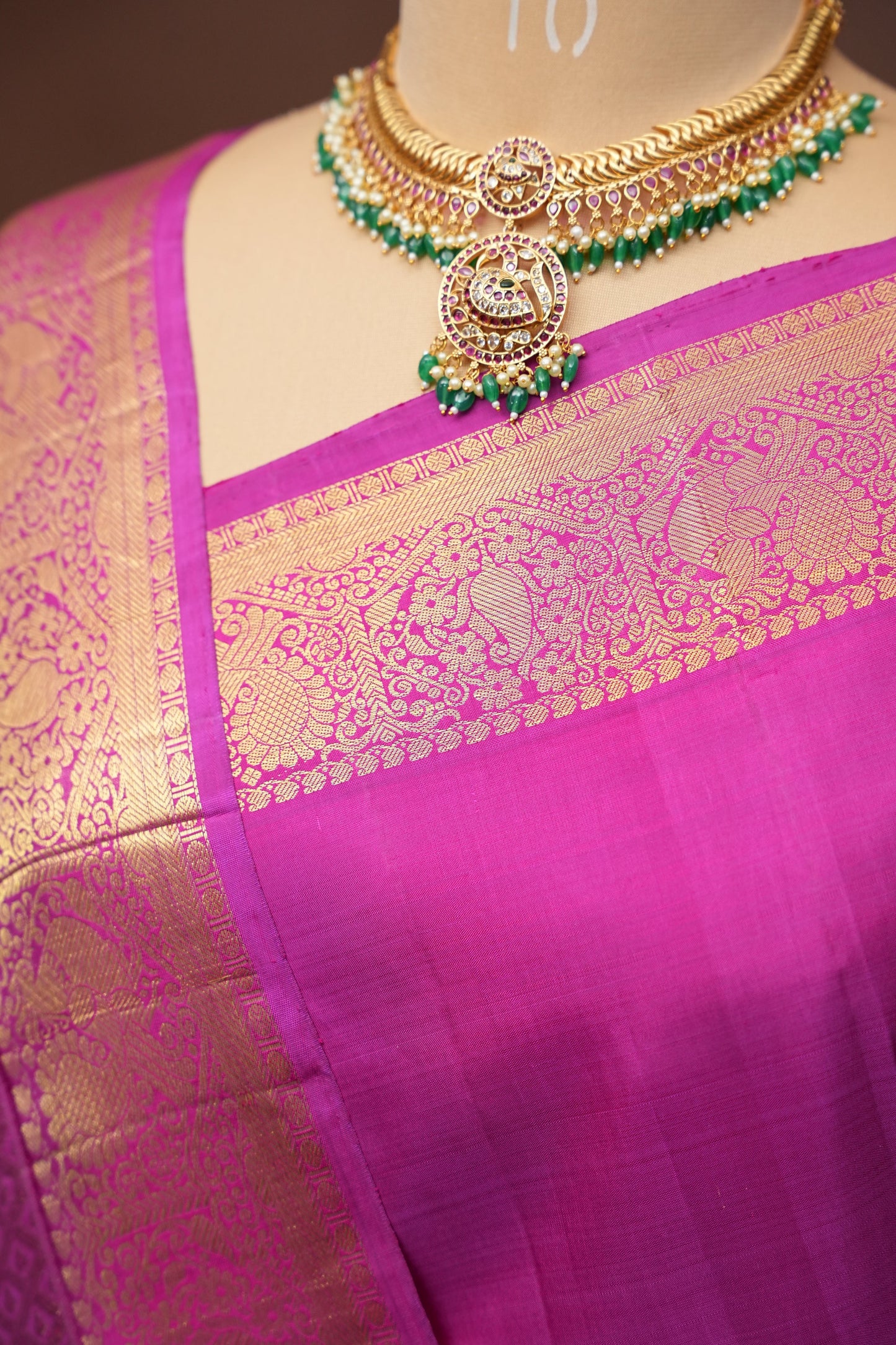 Peacock Blue & Purple Pure Kanchipuram Silk Saree|Silk Mark Certified