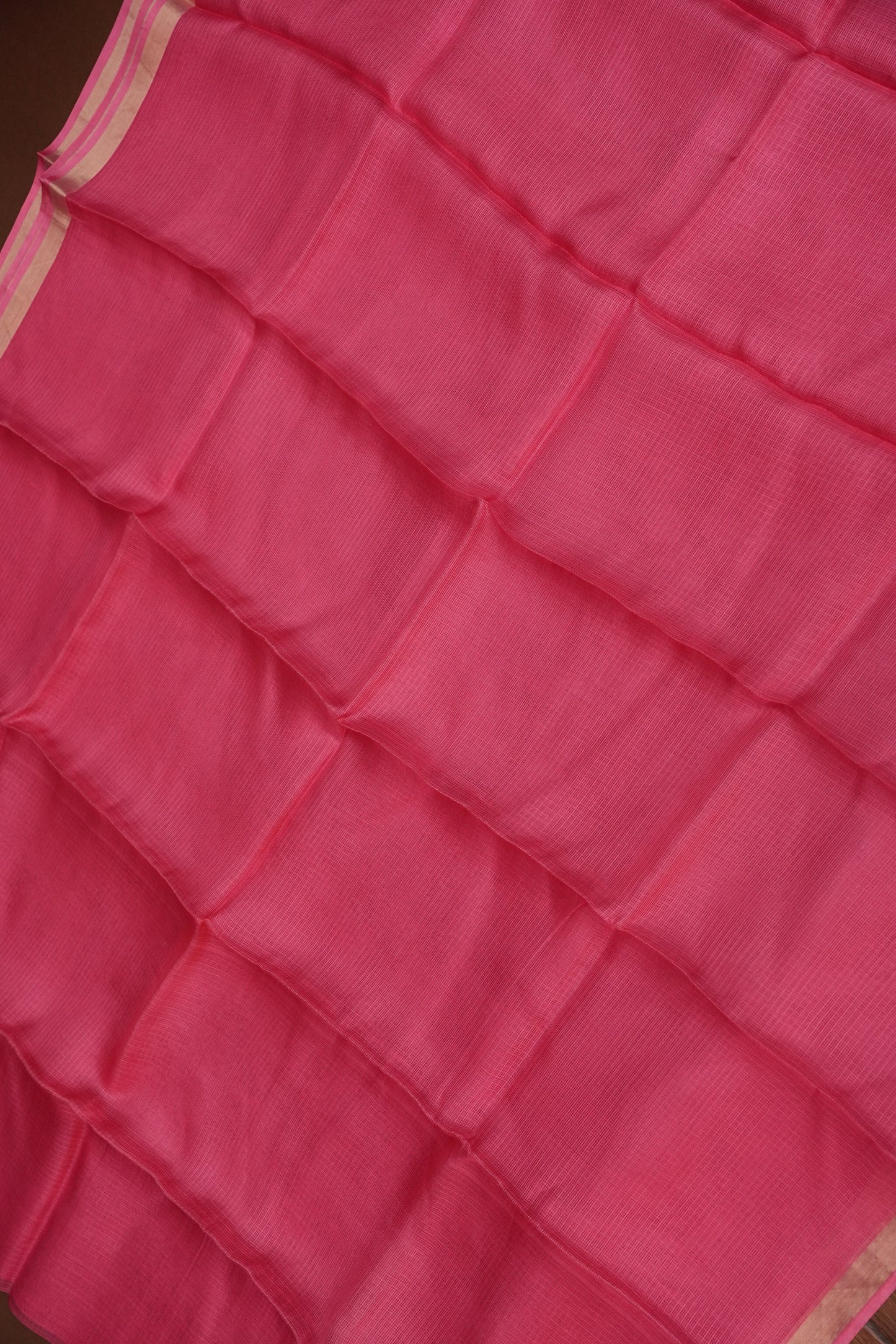 Silk Kota Plain Saree - Candy Pink
