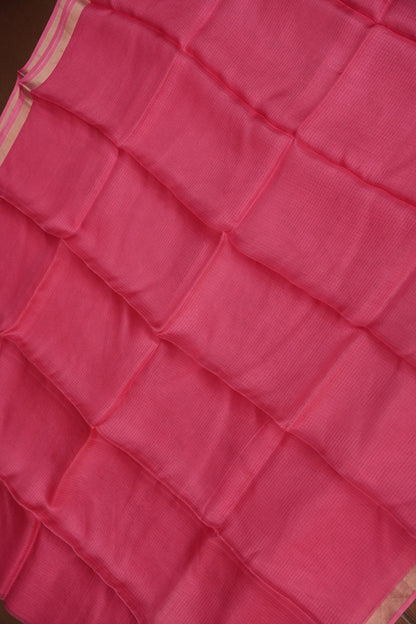 Silk Kota Plain Saree - Candy Pink