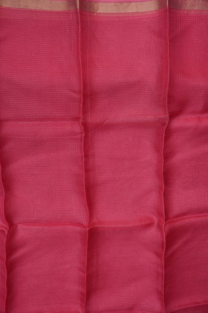 Silk Kota Plain Saree - Candy Pink