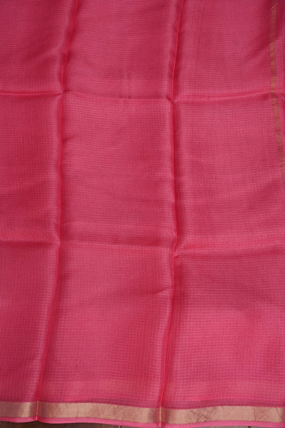 Silk Kota Plain Saree - Candy Pink