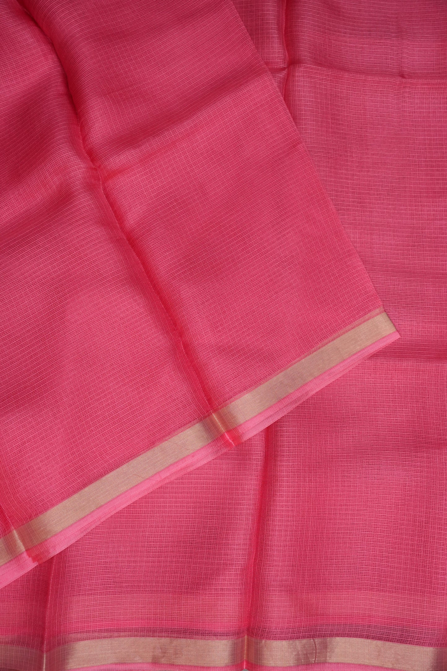 Silk Kota Plain Saree - Candy Pink