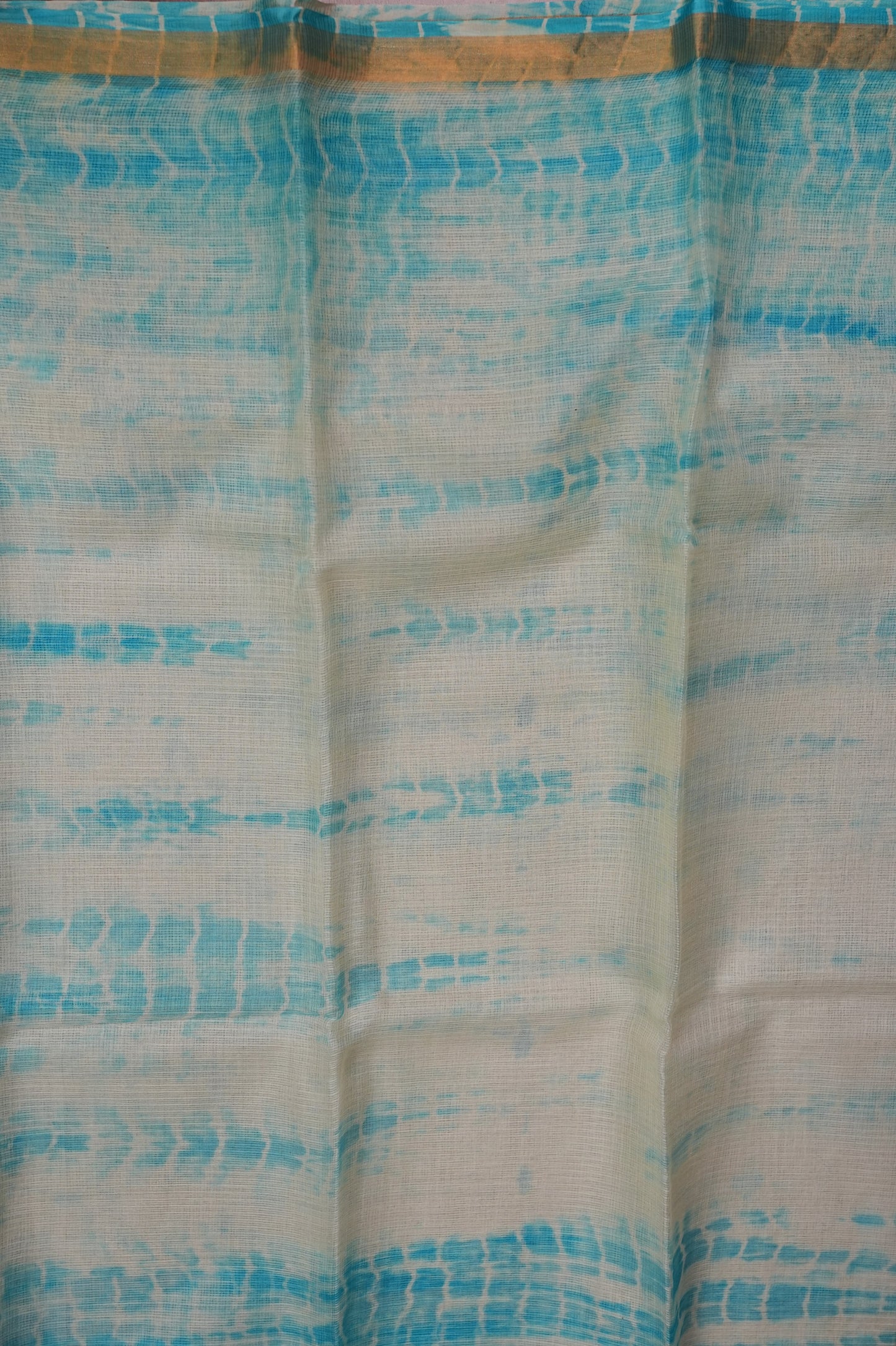 Silk Kota Shibori Tie & Dye Saree - Blue and white