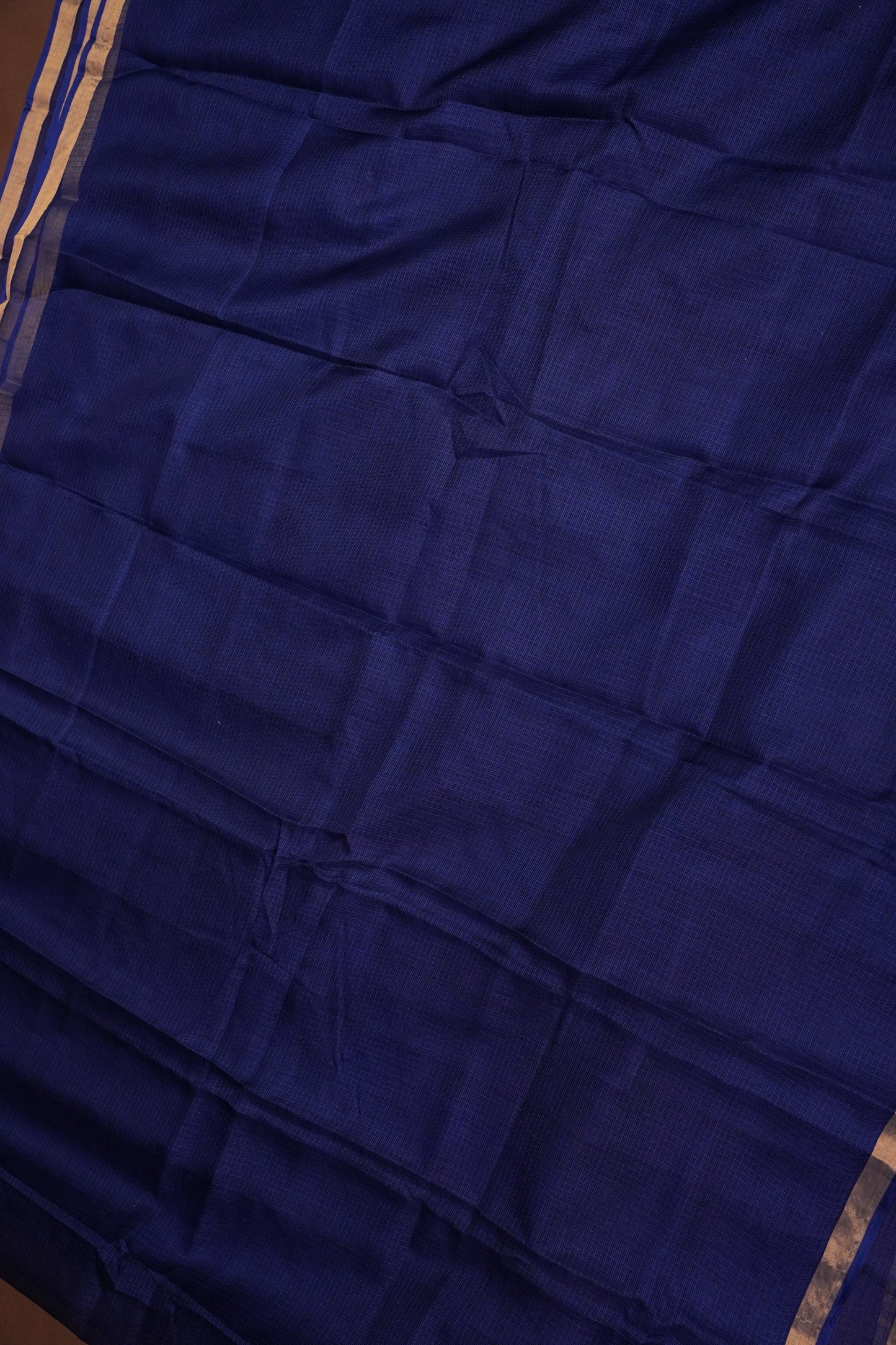 Silk Kota Plain Saree - Navy Blue