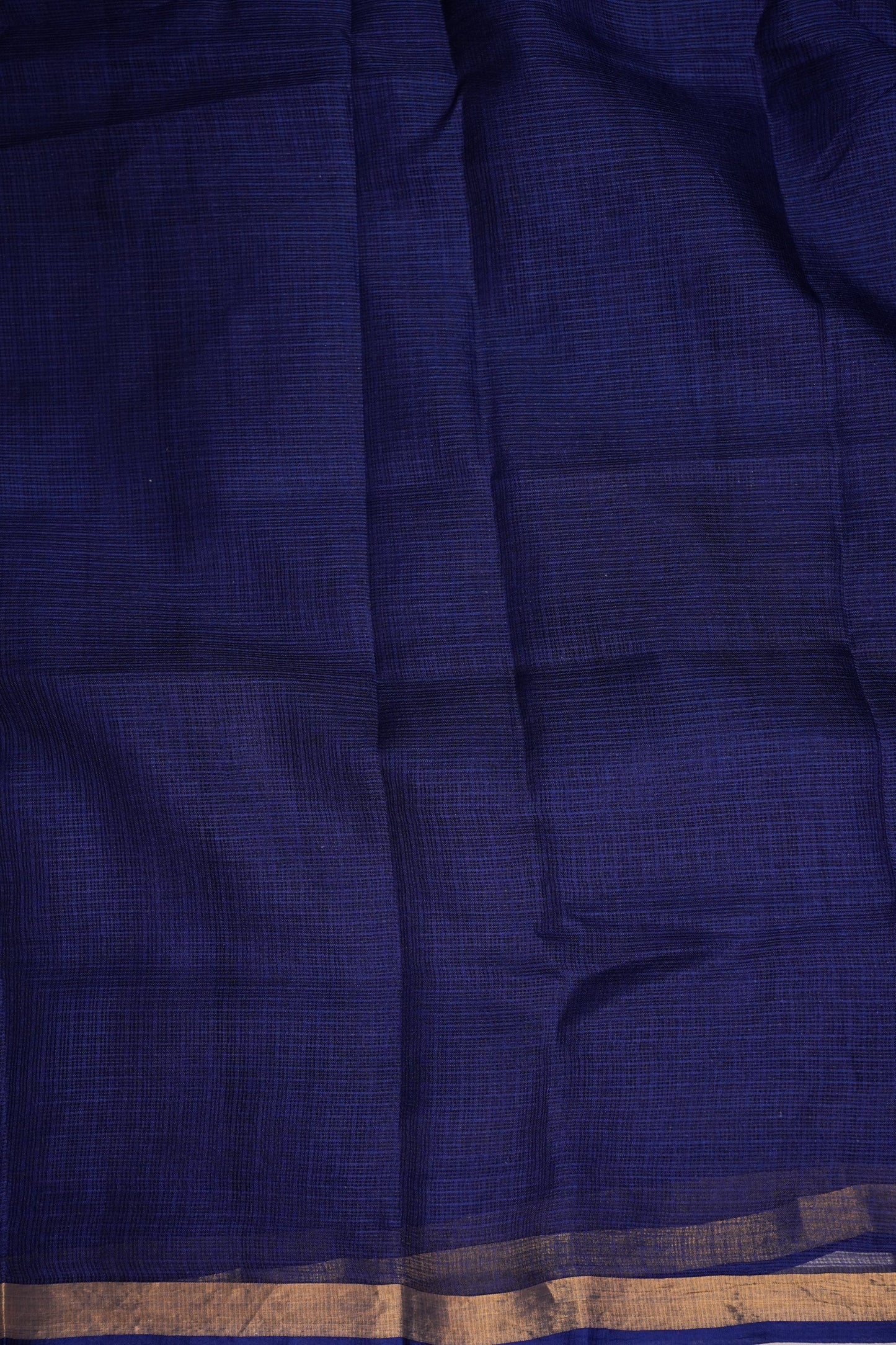 Silk Kota Plain Saree - Navy Blue