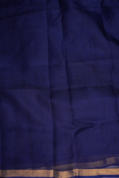 Silk Kota Plain Saree - Navy Blue