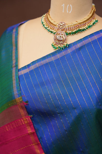 Designer Pure Kanchipuram Silk Saree in Ombre Pattern - Multicolor| Silk Mark Certified