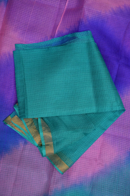 Silk Kota Multicolor Saree - Teal, Lavender & Blue Blend