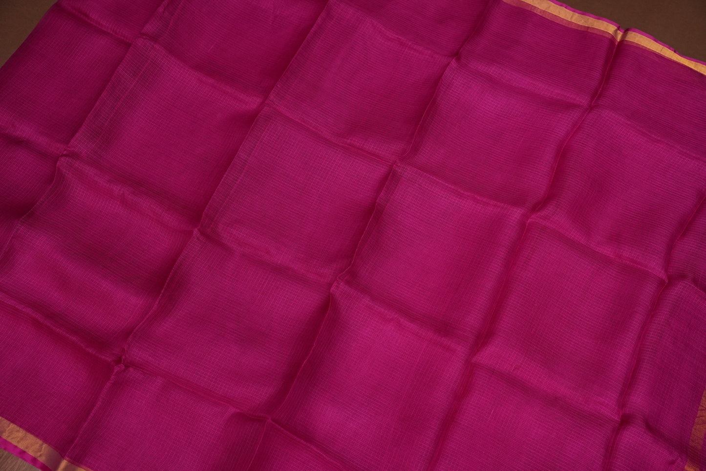 Silk Kota Plain Saree - Dark Pink