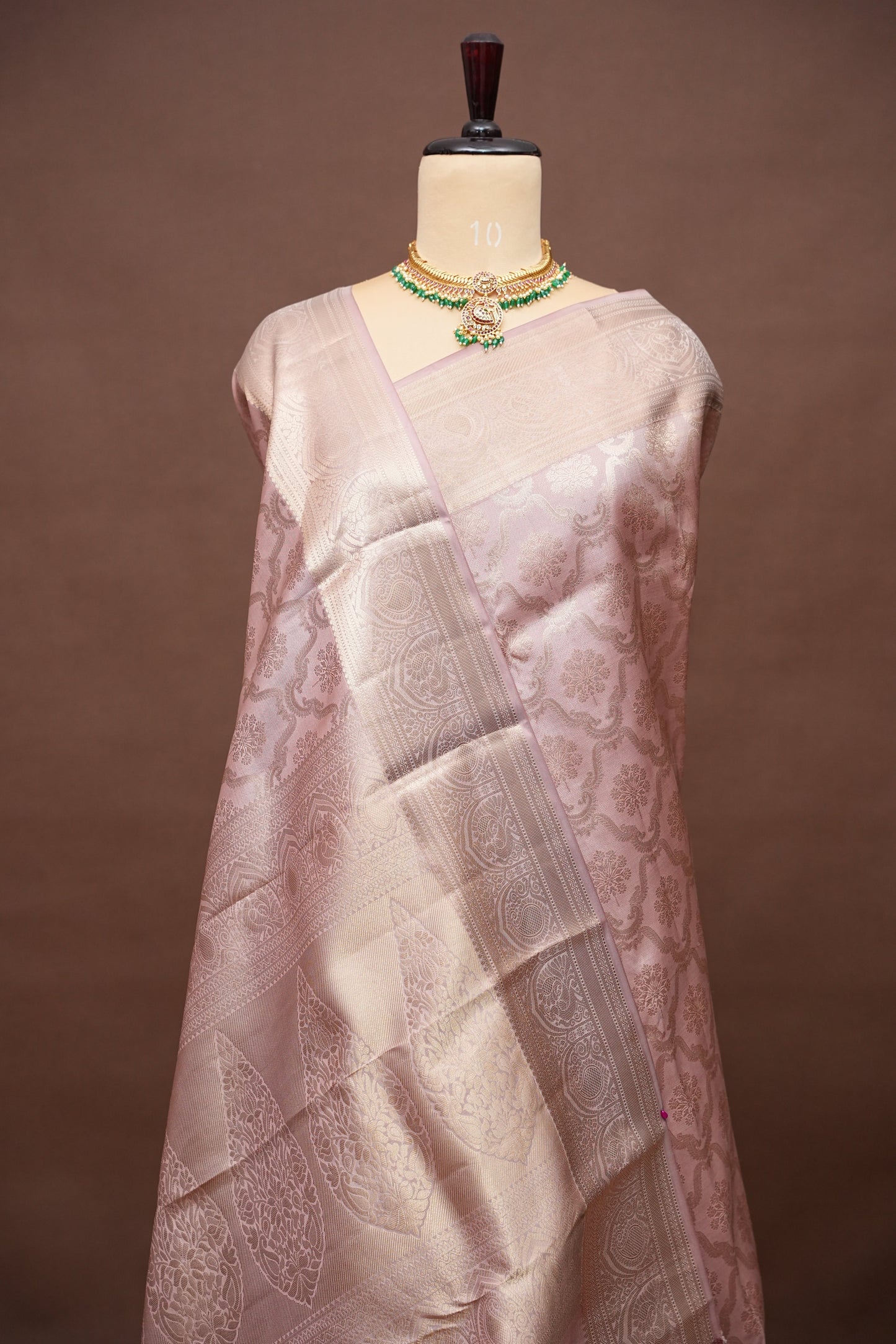 Pastel Nude Pure Kanchipuram Silk Saree|Silk Mark Certified