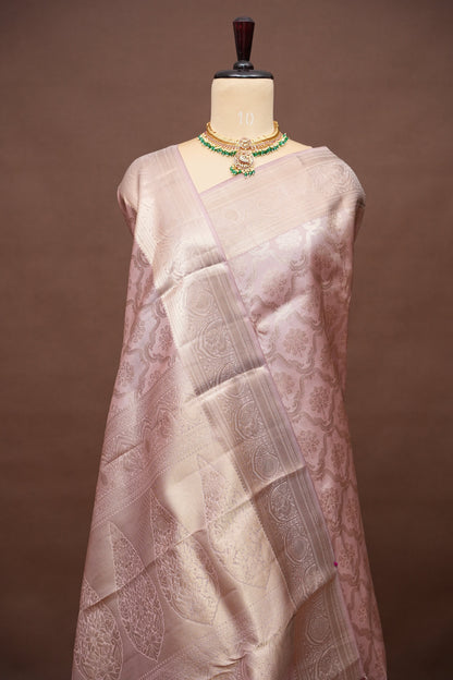 Pastel Nude Pure Kanchipuram Silk Saree|Silk Mark Certified