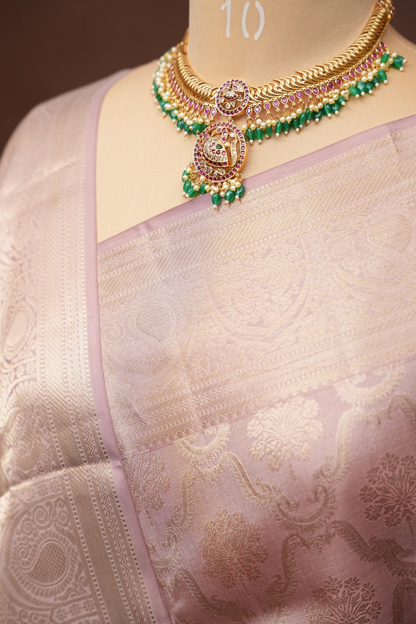Pastel Nude Pure Kanchipuram Silk Saree|Silk Mark Certified