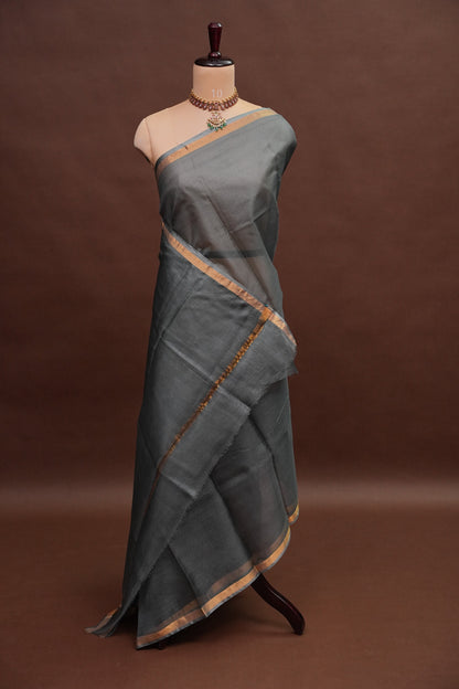 Silk Kota Plain Saree - Grey