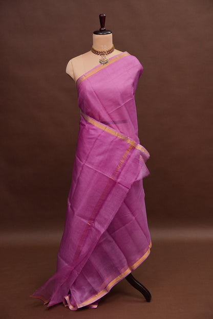 Silk Kota Plain Saree - Candy Pink