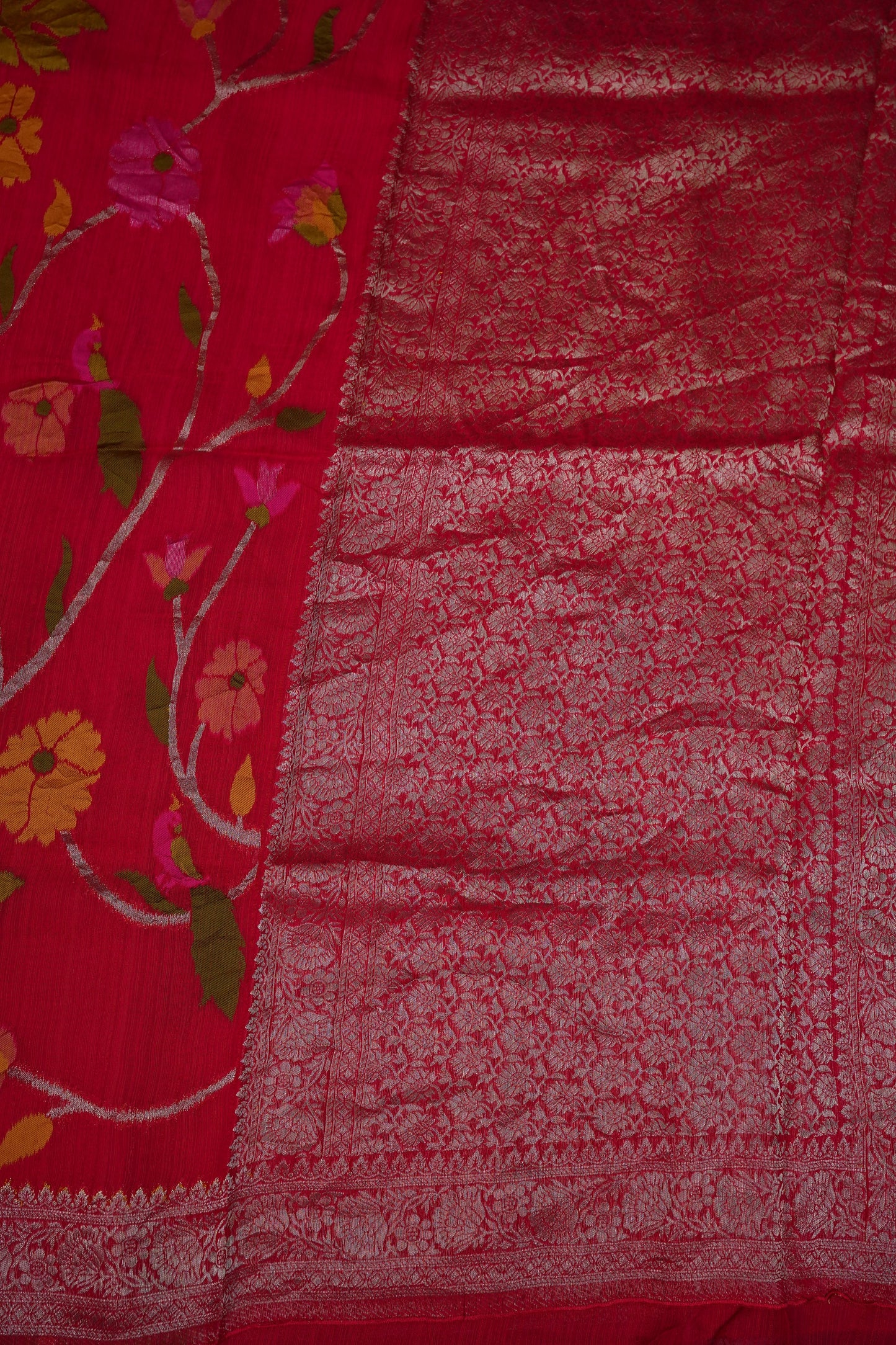 Soft Matka Banarasi Saree with Needle Design Work – Pink