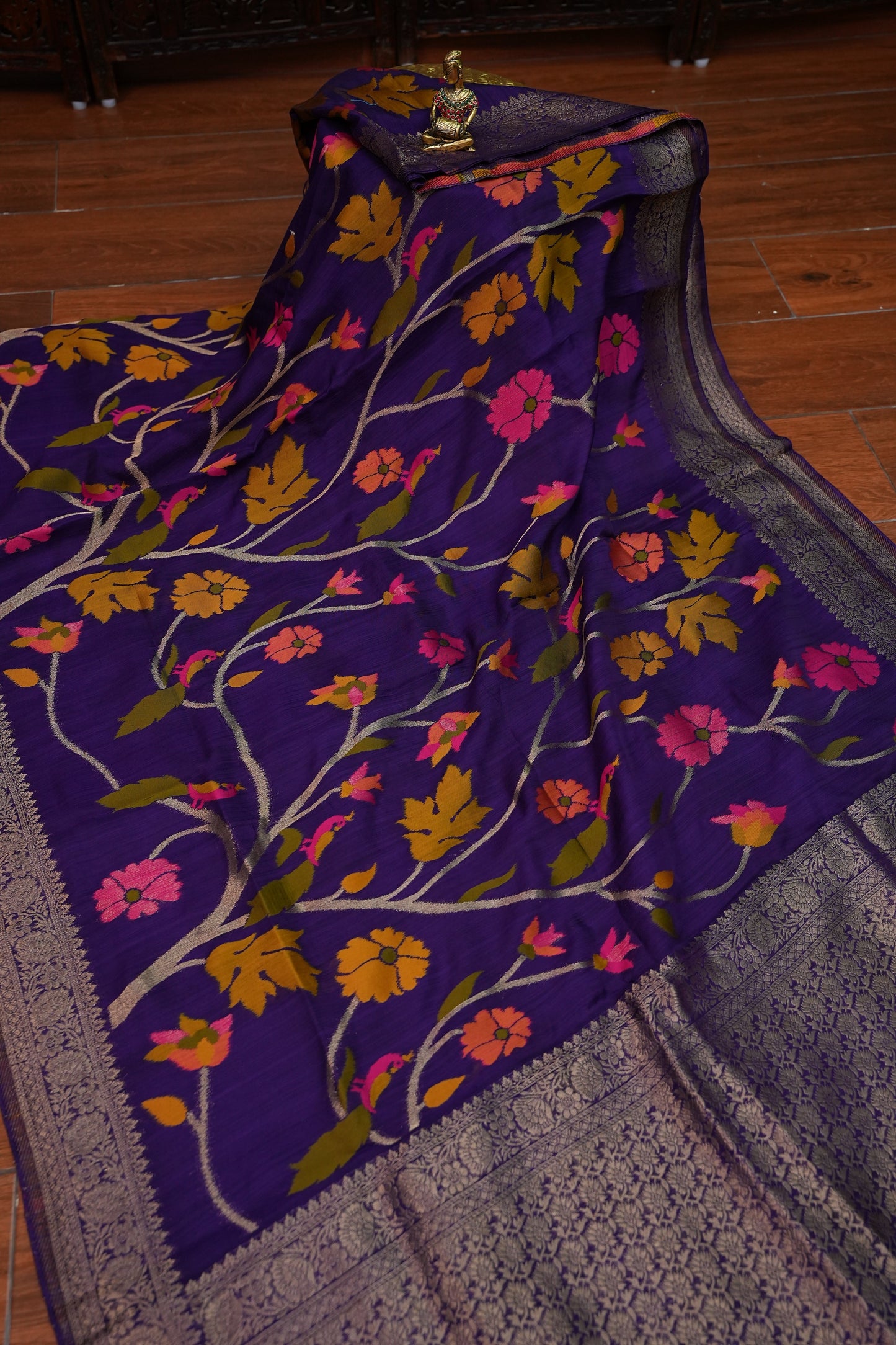 Soft Matka Banarasi Saree with Needle Design Work – Purple