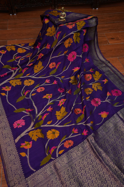 Soft Matka Banarasi Saree with Needle Design Work – Purple