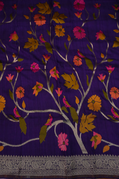 Soft Matka Banarasi Saree with Needle Design Work – Purple