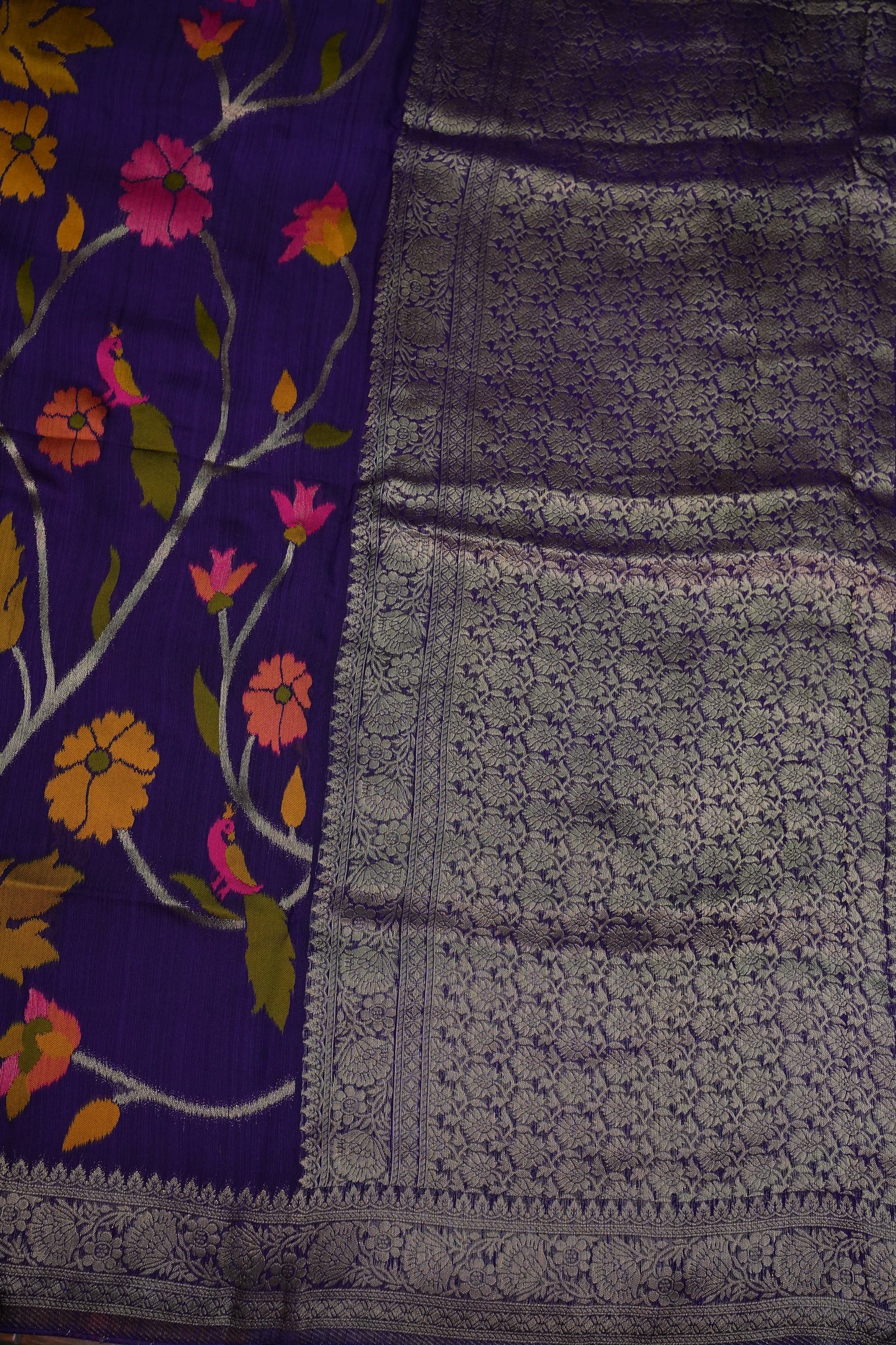 Soft Matka Banarasi Saree with Needle Design Work – Purple