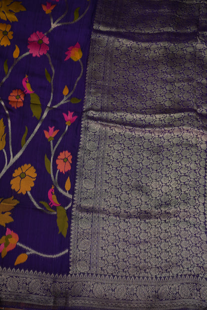 Soft Matka Banarasi Saree with Needle Design Work – Purple