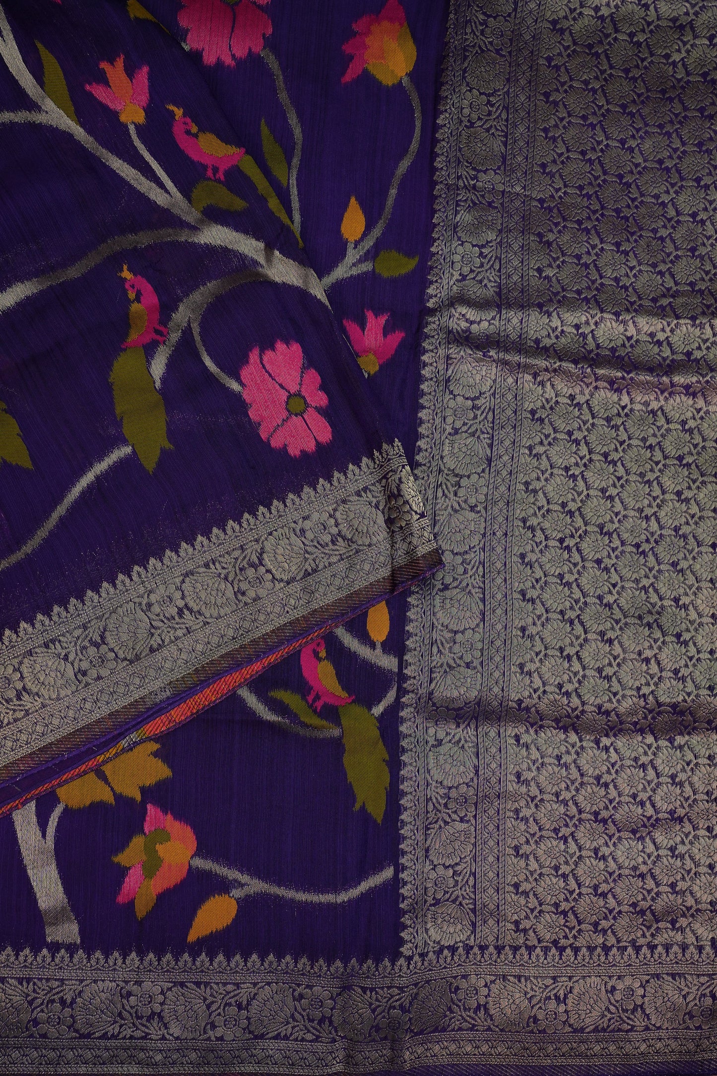 Soft Matka Banarasi Saree with Needle Design Work – Purple