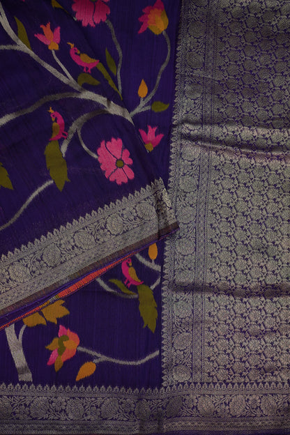 Soft Matka Banarasi Saree with Needle Design Work – Purple