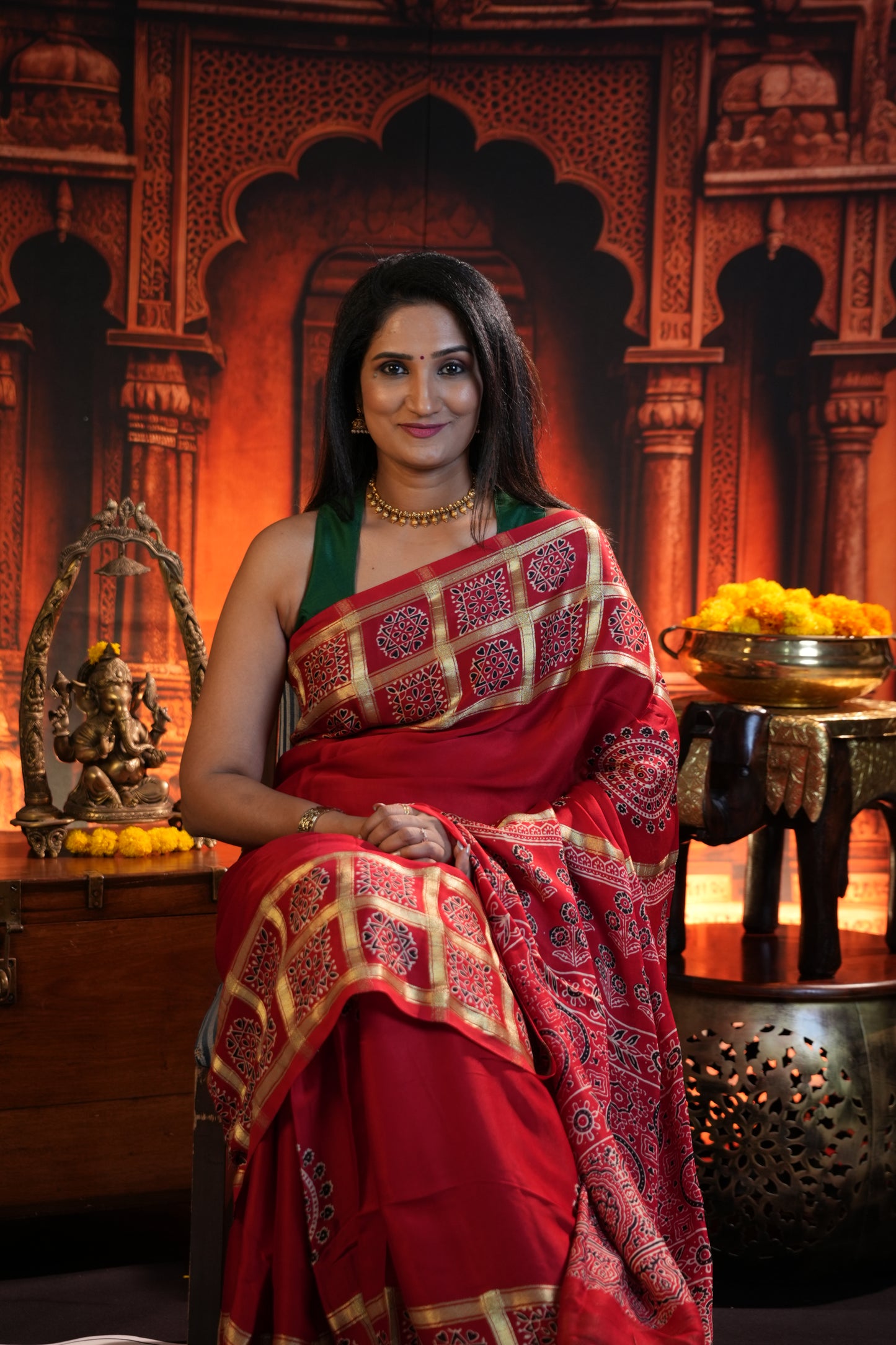 Bandhini Garchola Saree - Red