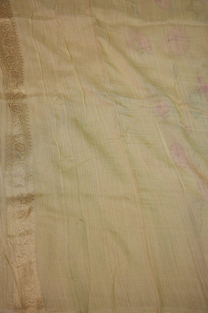 Soft Matka Banarasi Saree with Needle Design Work – Half White