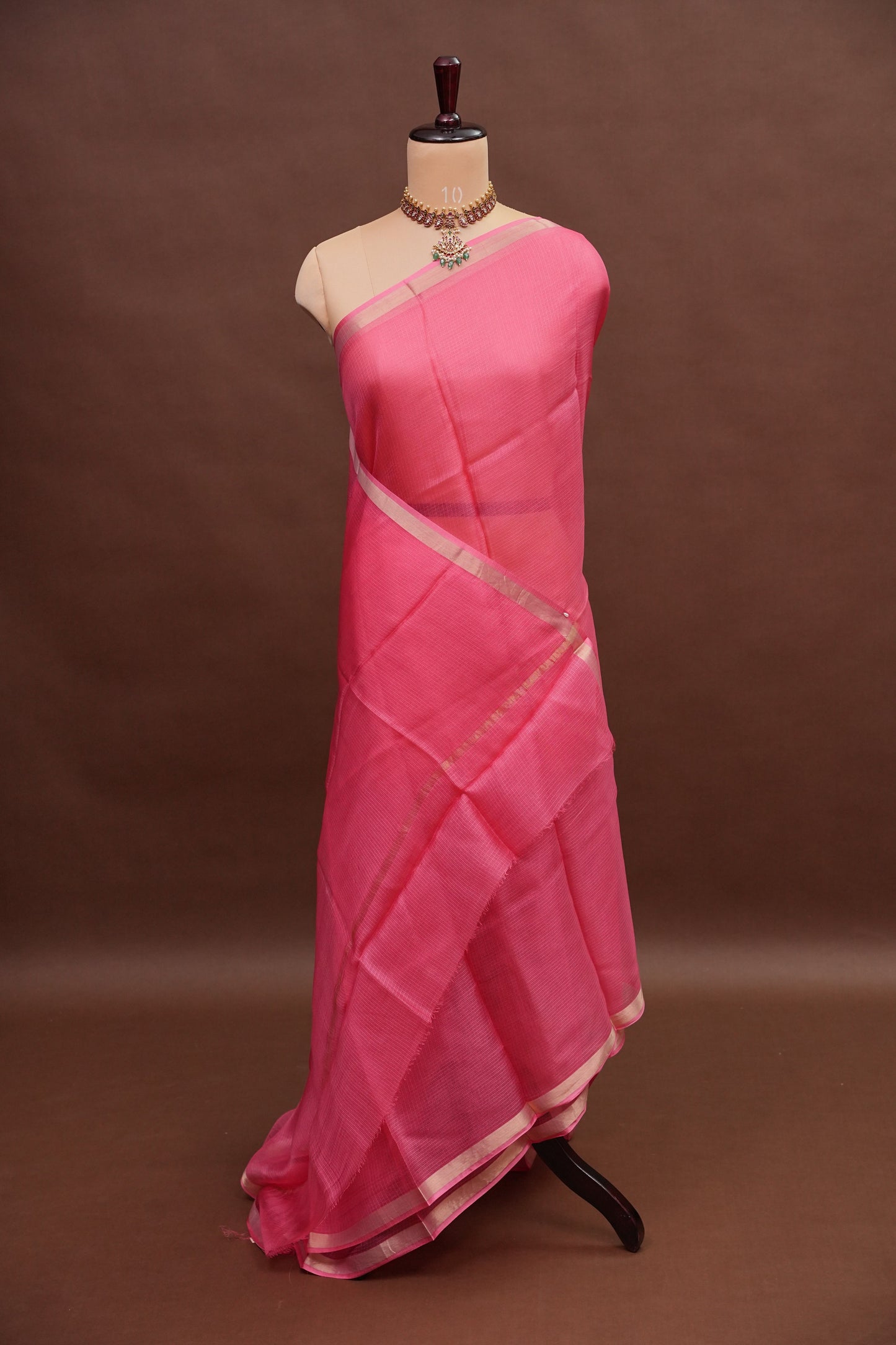 Silk Kota Plain Saree - Candy Pink